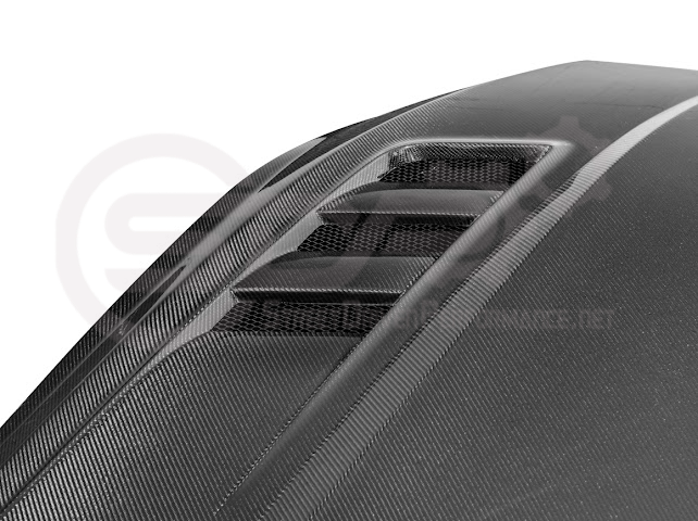 2024-Up Ford Mustang S650 | Terminator Style CARBON FIBER Front Vented Hood